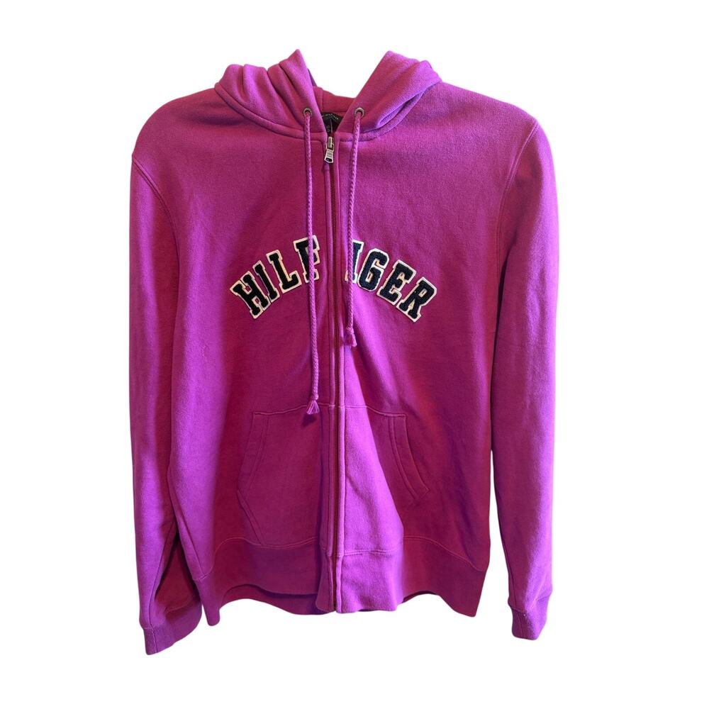 Tommy Hilfiger Purple Full Zip Up Hoodie Fleece Jacket Sweat Women's Sz XL